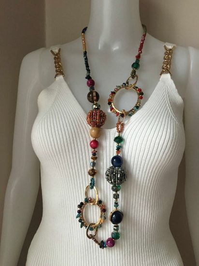 Obrazek Biżuteria artystyczna - Naszyjnik dlugi GEO K&K z Włoch