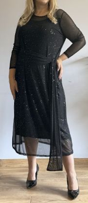 Obrazek Sukienka elegancka koktajlowa, wieczorowa DROBINKI maxi, midi siatka - UNI od M/L do 46/48 Włochy