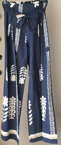 Obrazek Spodnie eleganckie typu Palazzo, Kuloty wzór ornament UNI SLIM SIZE od XS/S do S/M Włochy